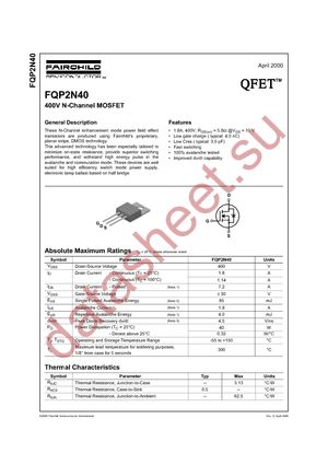 FQP2N40 datasheet  